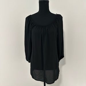 NWT AB Studio Black Chiffon Blouse
